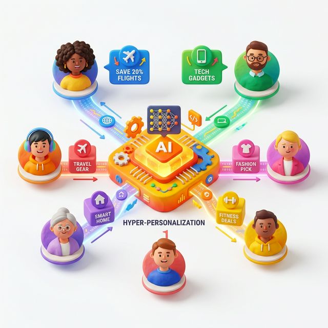 2026 AI 랜딩페이지 - 초개인화 맞춤형 오퍼 개념도