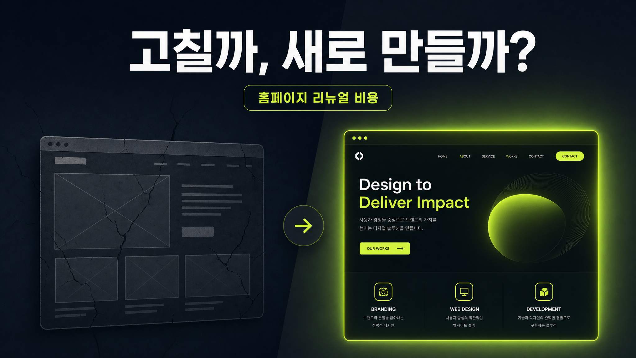홈페이지 리뉴얼 비용 — 고칠까, 새로 만들까 (2026)