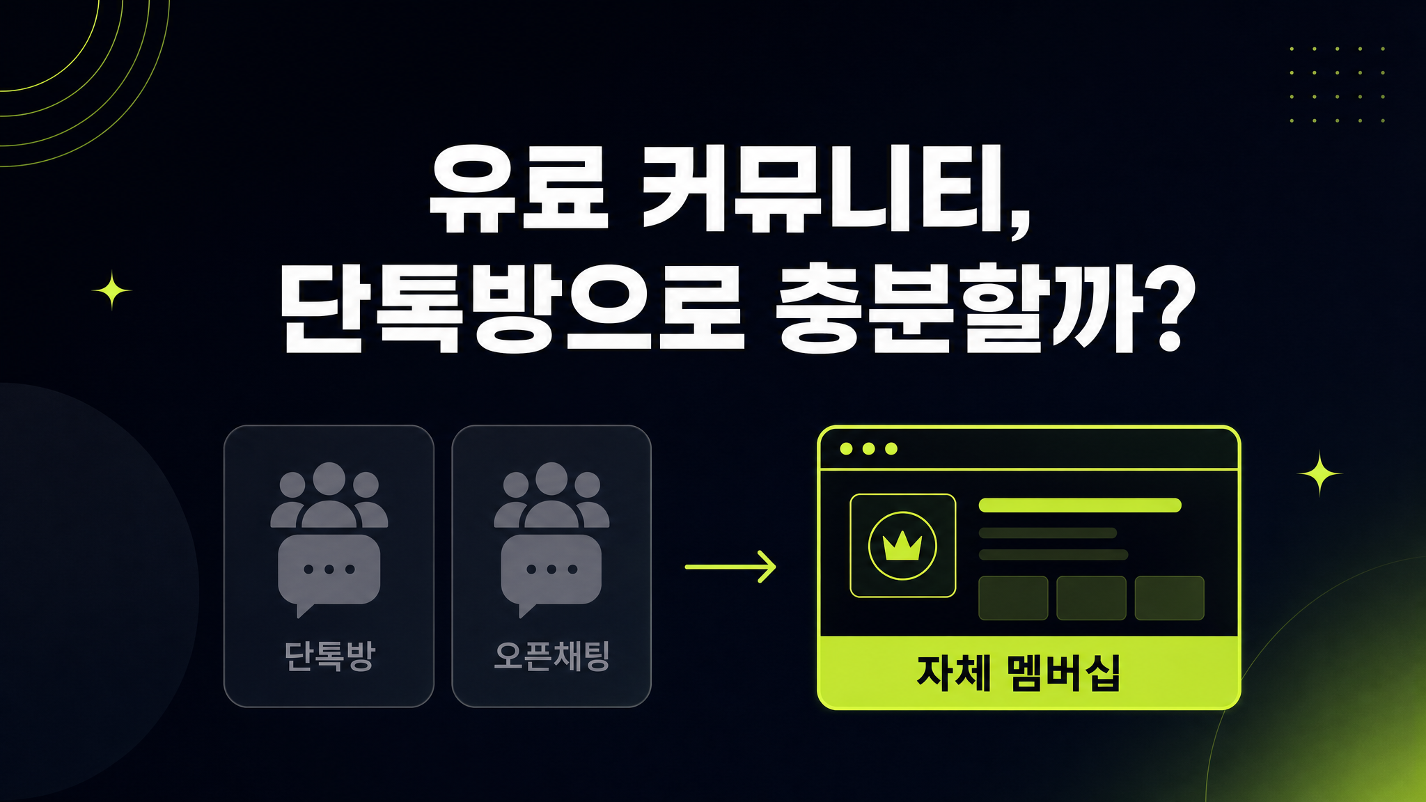 회원제 유료 커뮤니티 만들기 — 카카오톡 단톡방 말고 자체 멤버십 (2026)